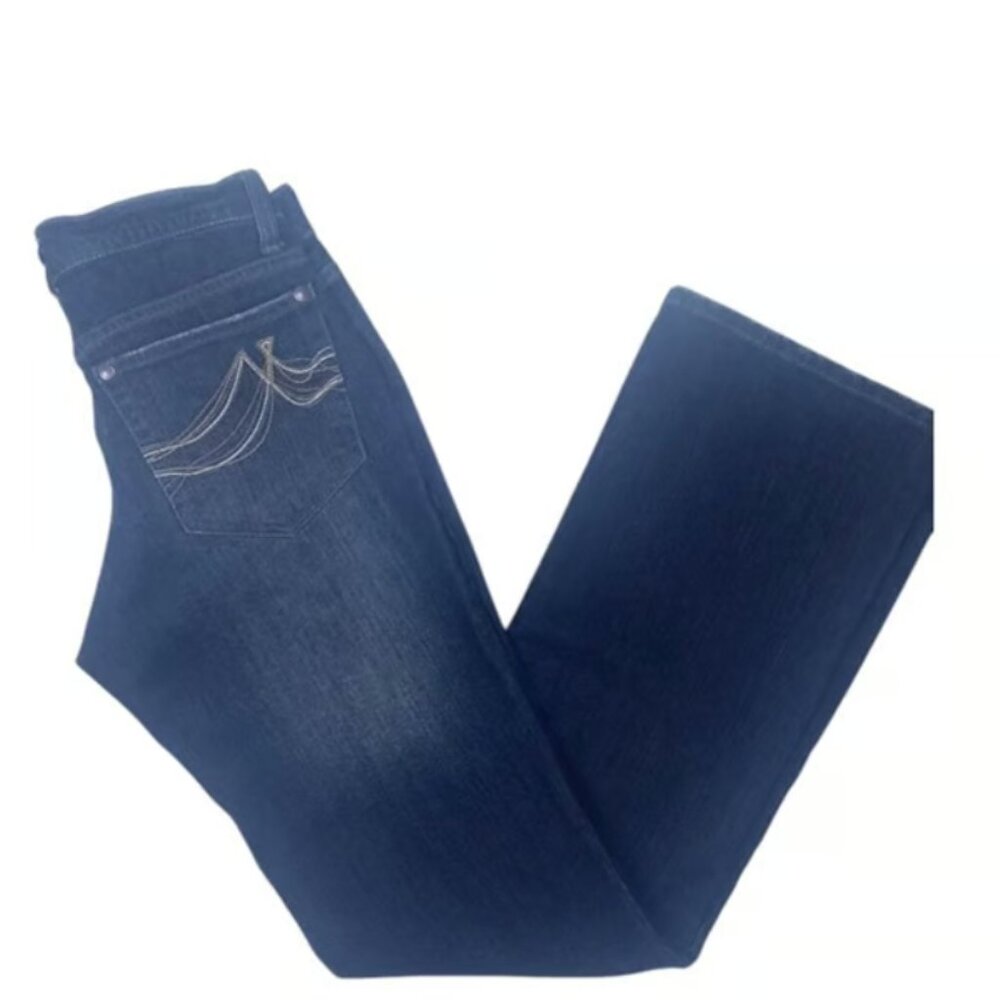 DKNY Womens Jeans Straight Leg Blue Denim Dark Wash Low Rise Juniors 7